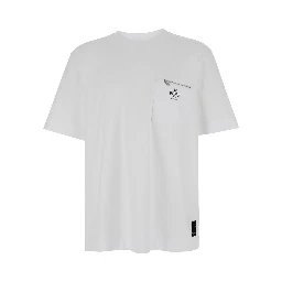 White Crewneck T-Shirt with Log Print on the Front in Cotton Man