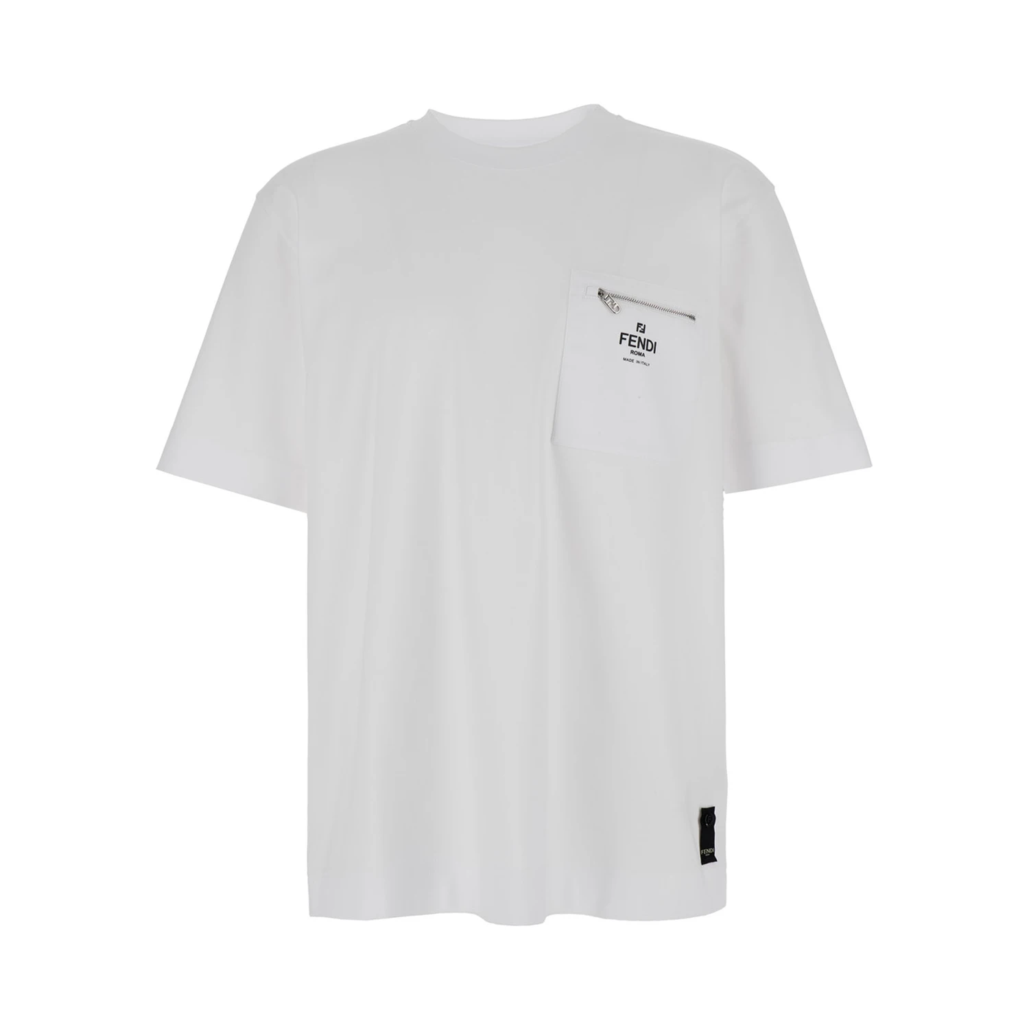 White Crewneck T-Shirt with Log Print on the Front in Cotton Man