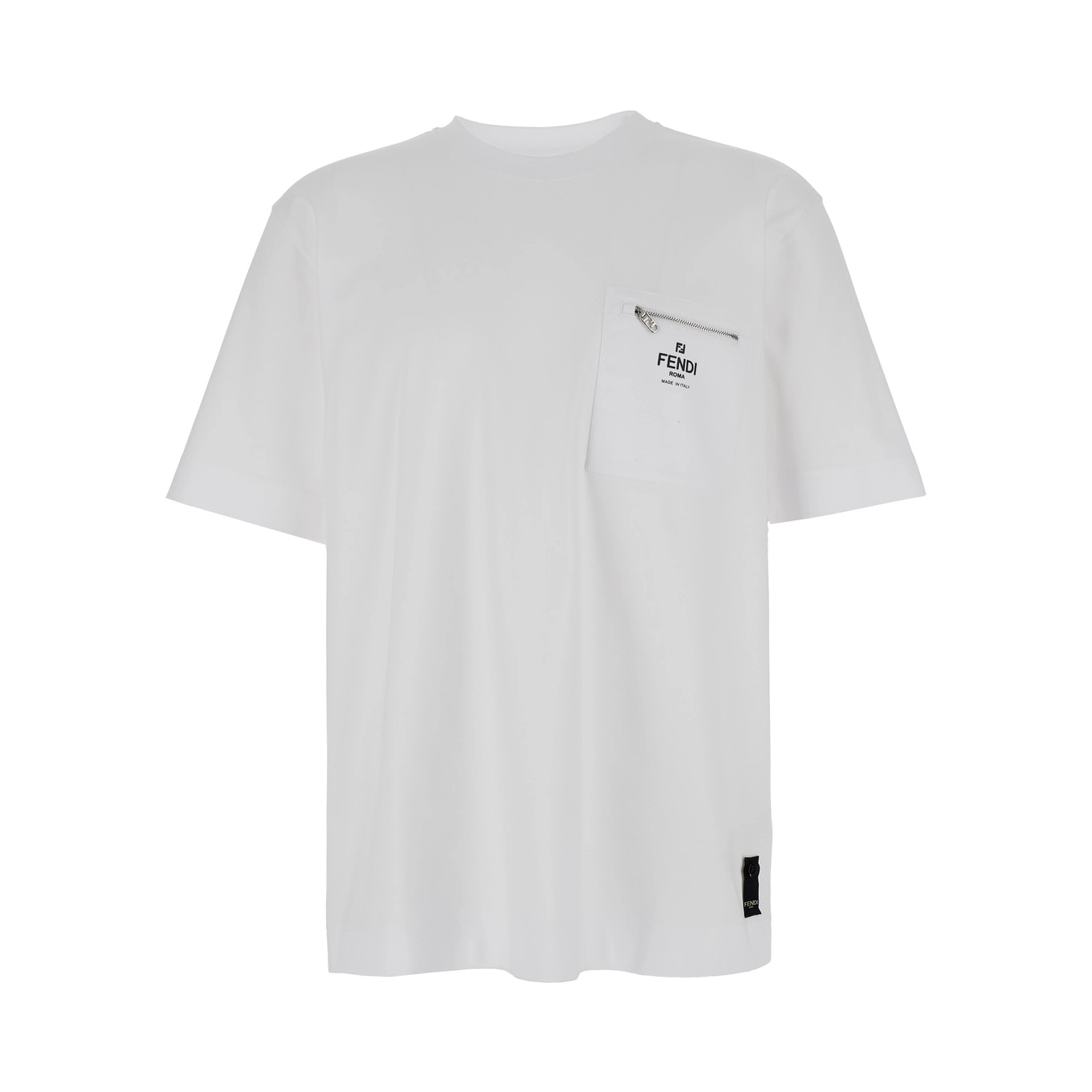 White Crewneck T-Shirt with Log Print on the Front in Cotton Man