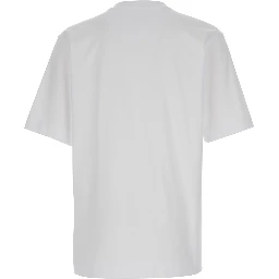 White Crewneck T-Shirt with Log Print on the Front in Cotton Man