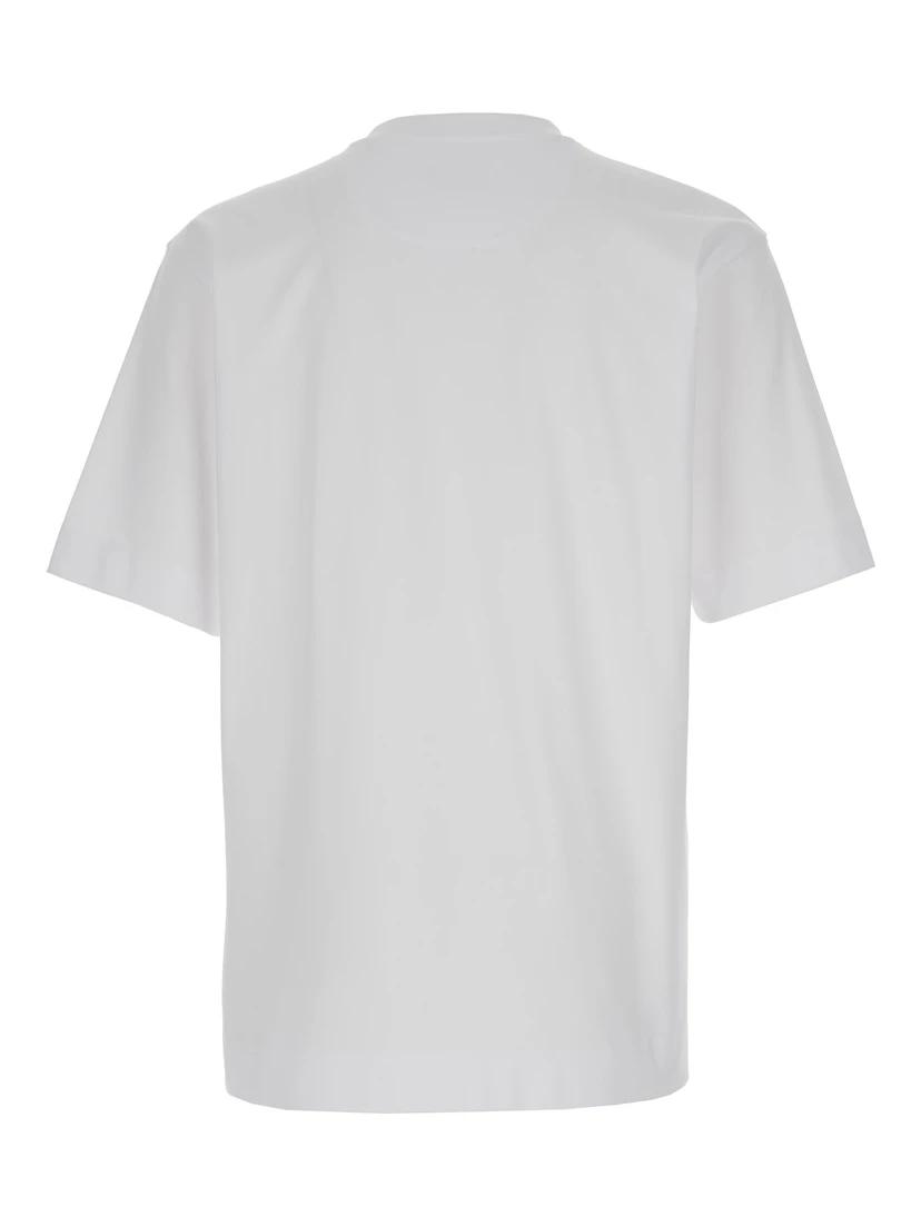 White Crewneck T-Shirt with Log Print on the Front in Cotton Man