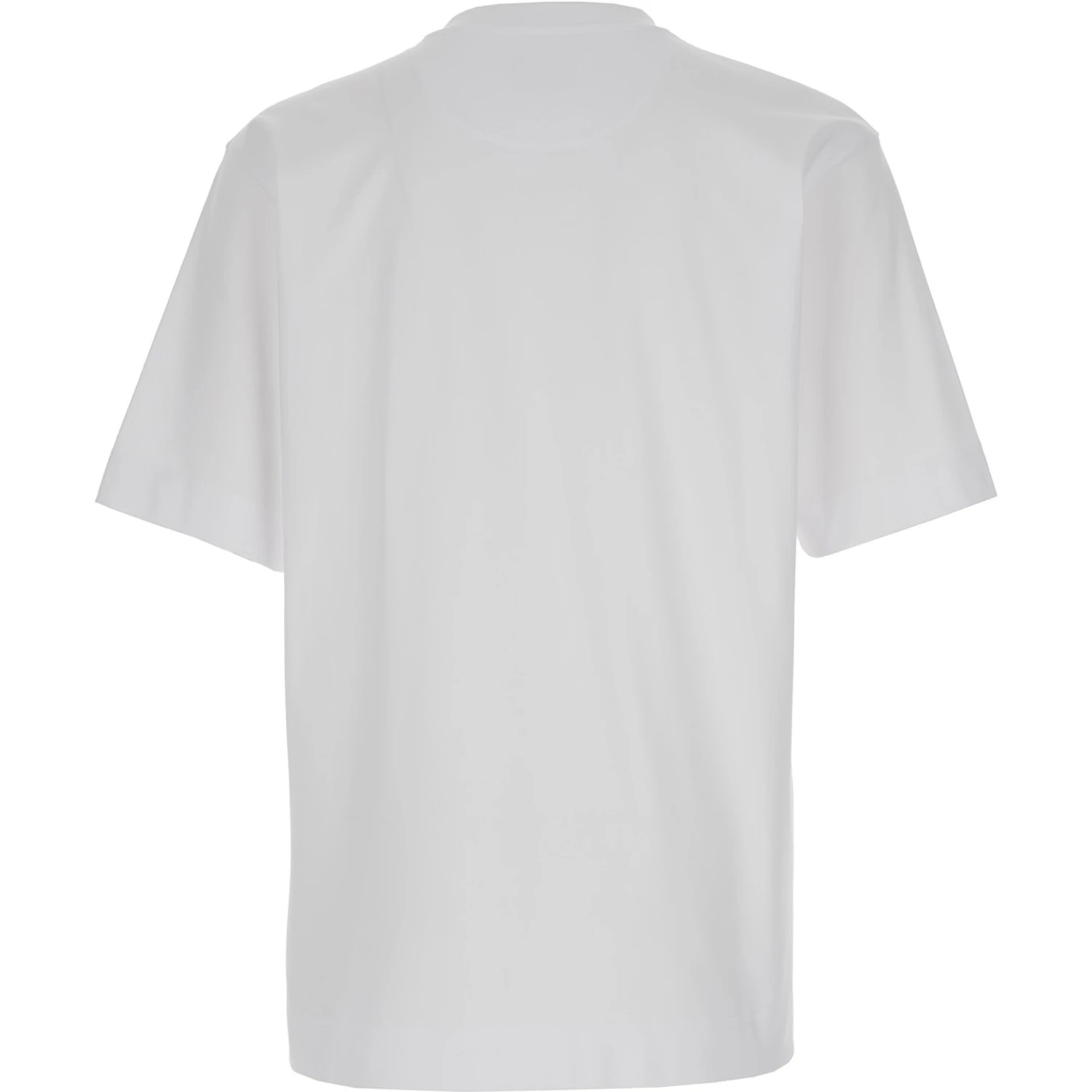 White Crewneck T-Shirt with Log Print on the Front in Cotton Man