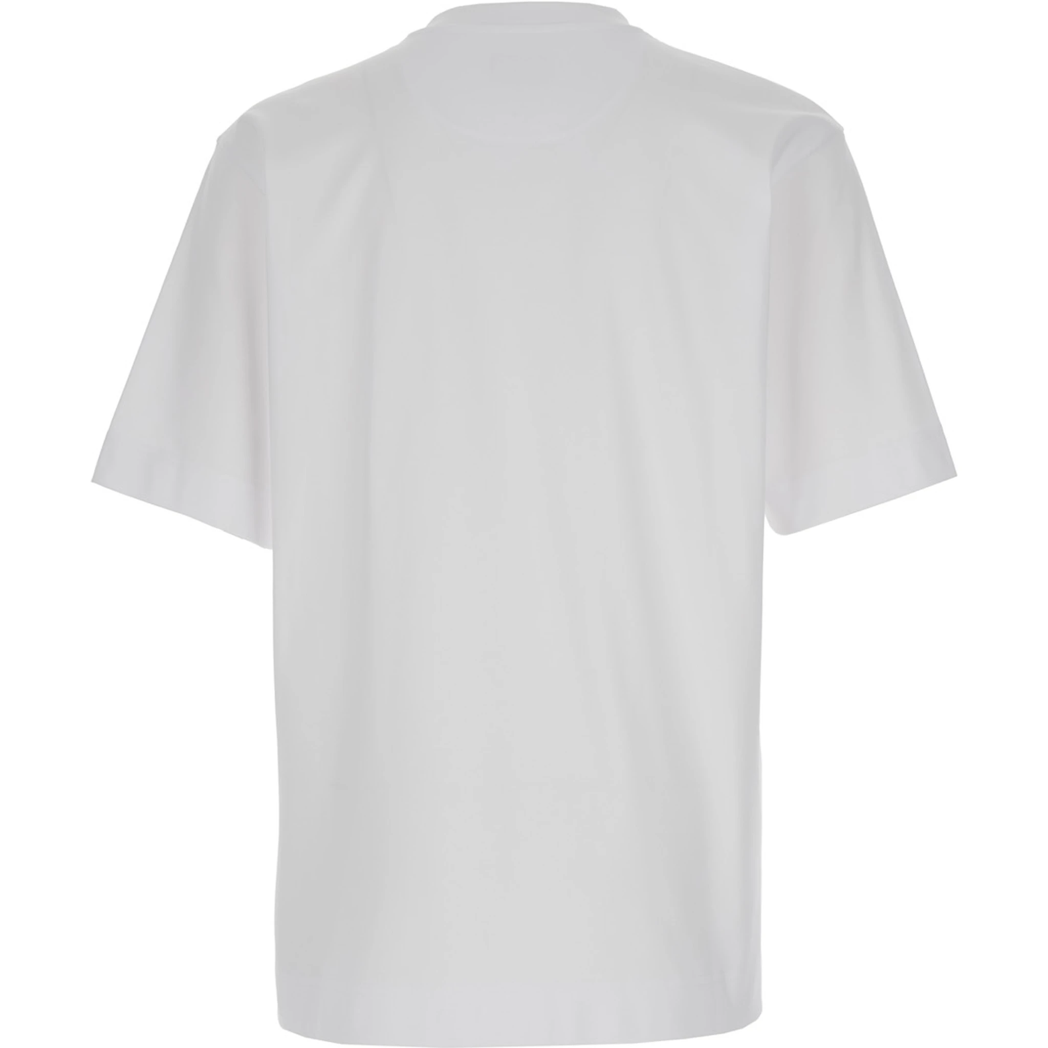 White Crewneck T-Shirt with Log Print on the Front in Cotton Man