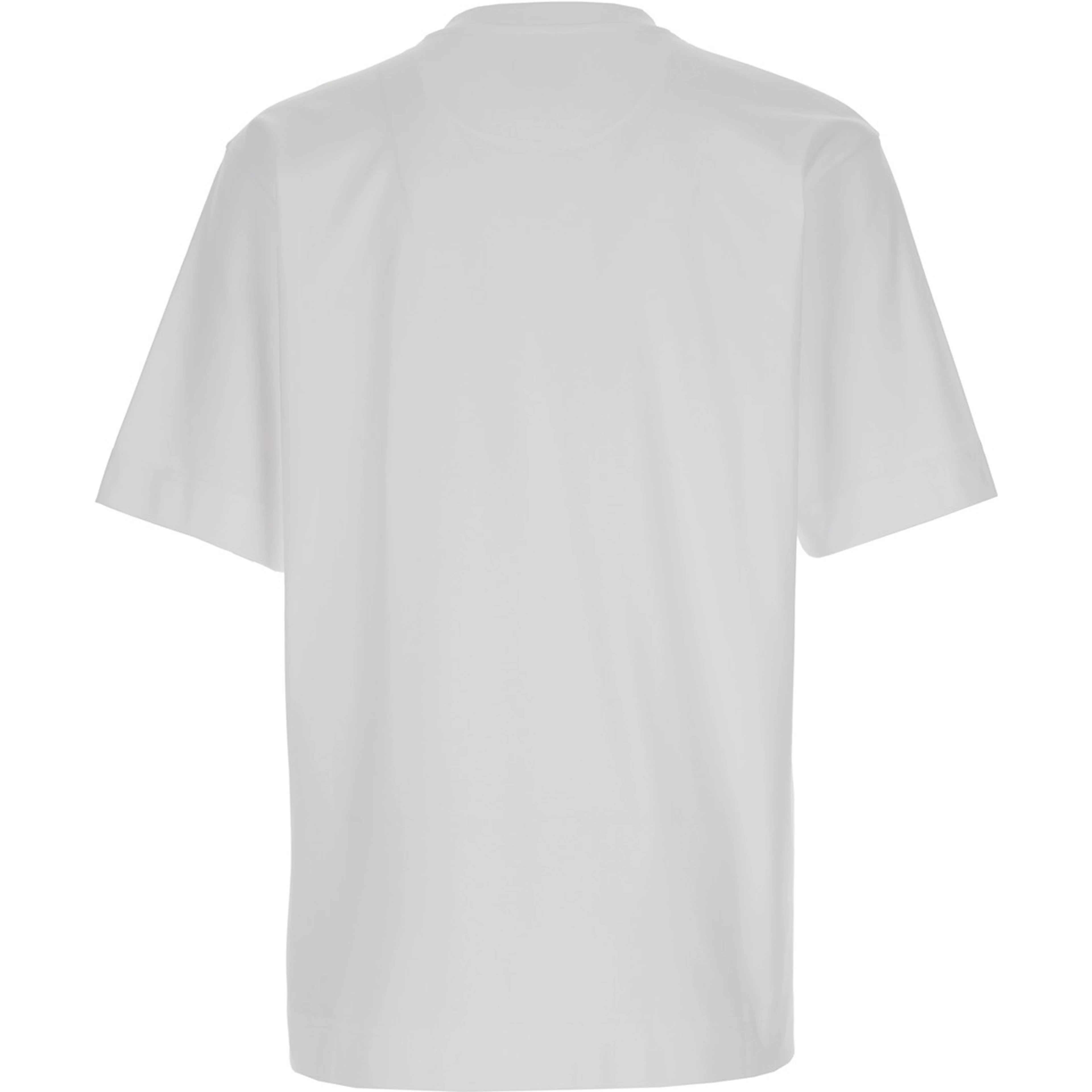 White Crewneck T-Shirt with Log Print on the Front in Cotton Man