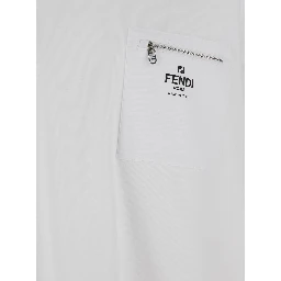 White Crewneck T-Shirt with Log Print on the Front in Cotton Man