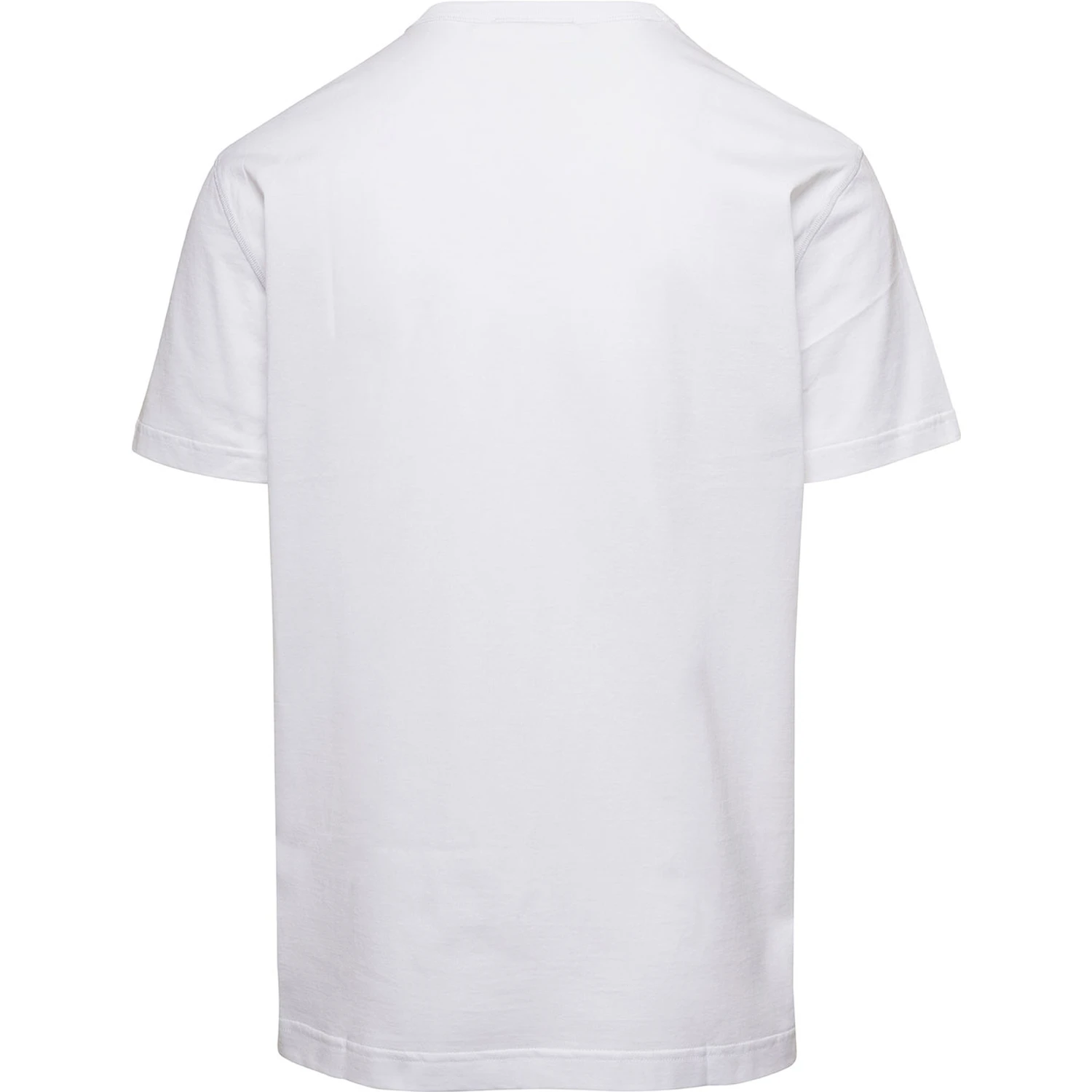 White Crewneck T-Shirt with Logo Plate in Cotton Man