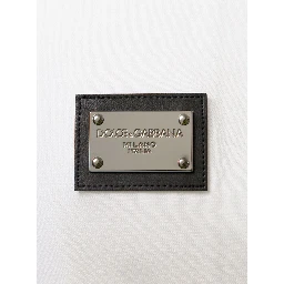 White Crewneck T-Shirt with Logo Plate in Cotton Man