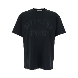 تي شيرت أسود بشعار ماكسي في الأمام من القطن الرجالي