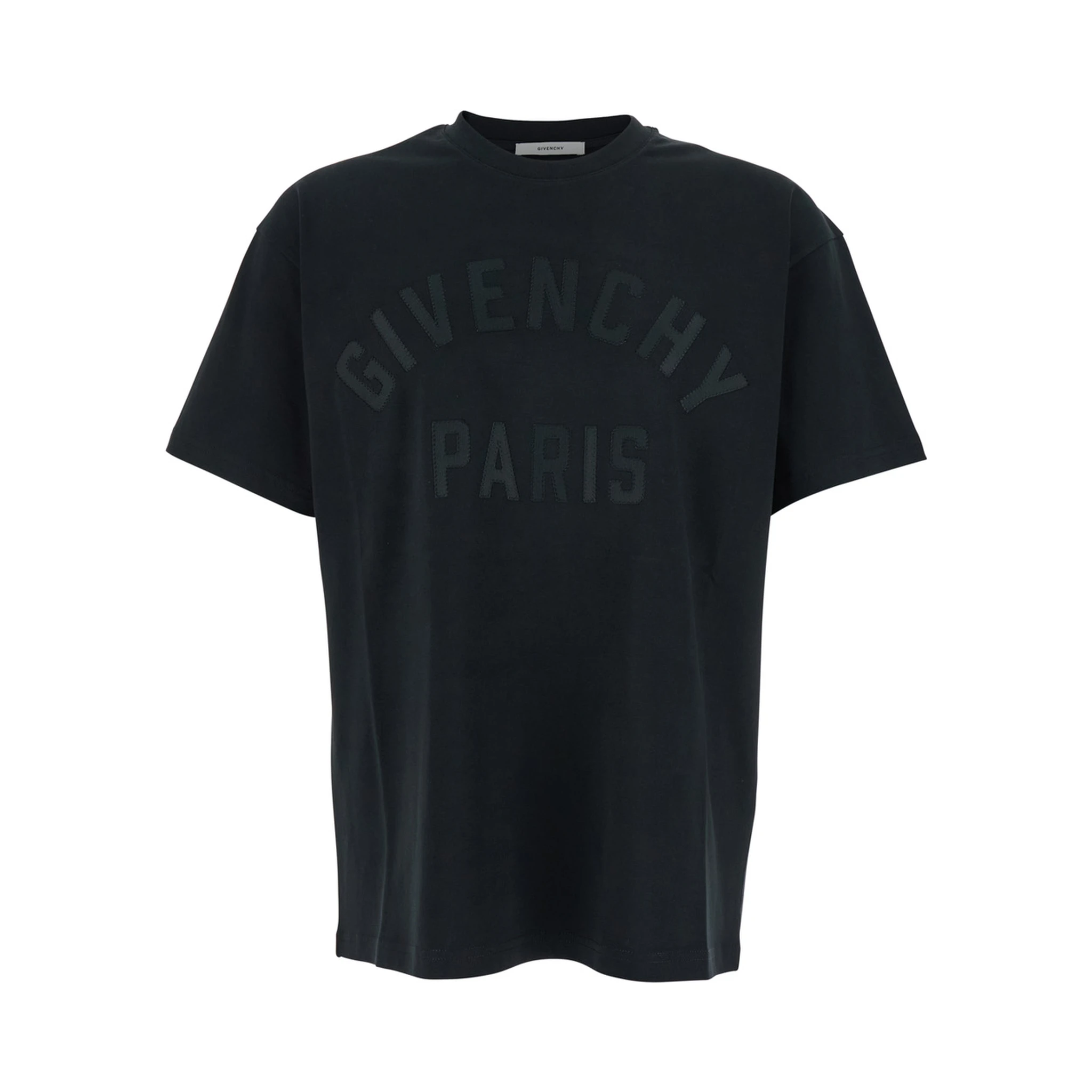 تي شيرت أسود بشعار ماكسي في الأمام من القطن الرجالي