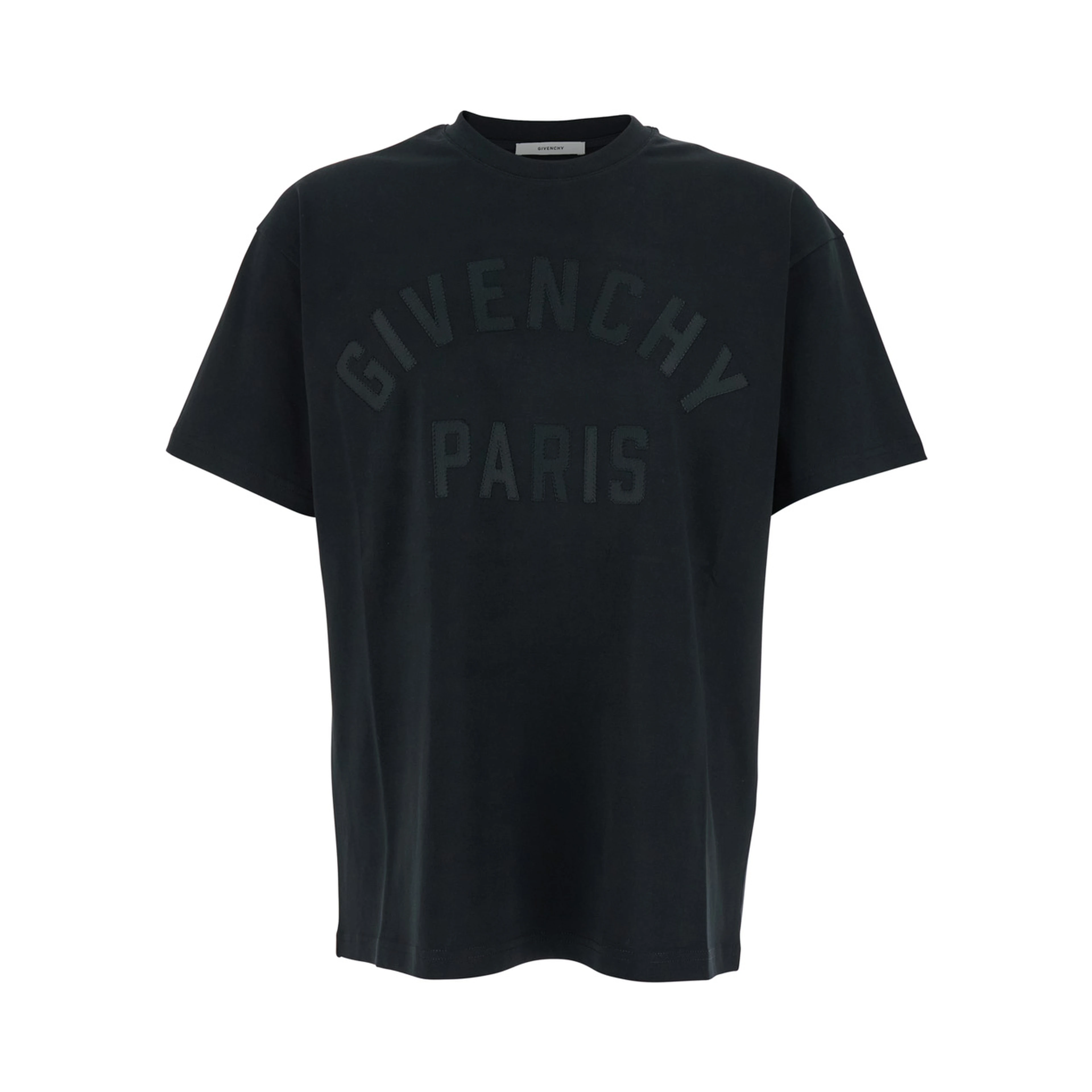 Black T-Shirt with Maxi Logo on the Front in Cotton Man