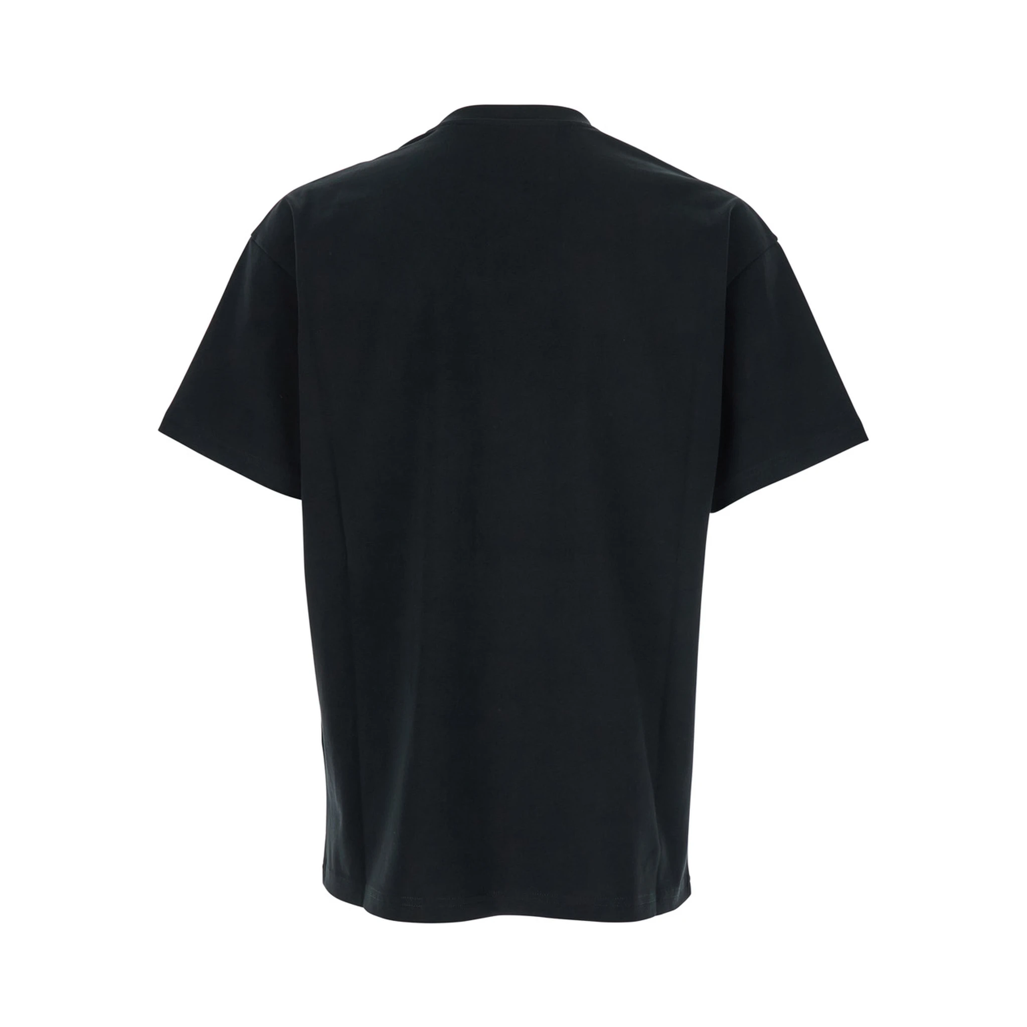 تي شيرت أسود بشعار ماكسي في الأمام من القطن الرجالي