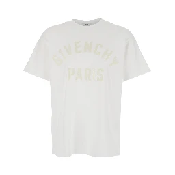 تي شيرت أبيض بشعار ماكسي في الأمام من القطن الرجالي