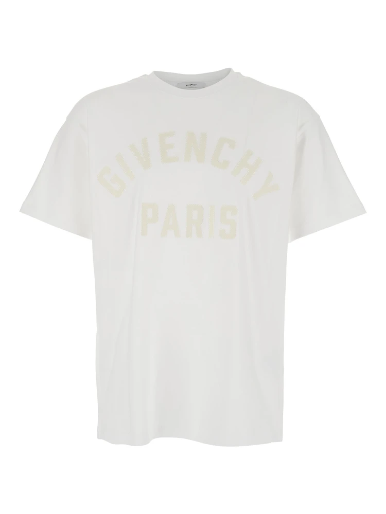 تي شيرت أبيض بشعار ماكسي في الأمام من القطن الرجالي