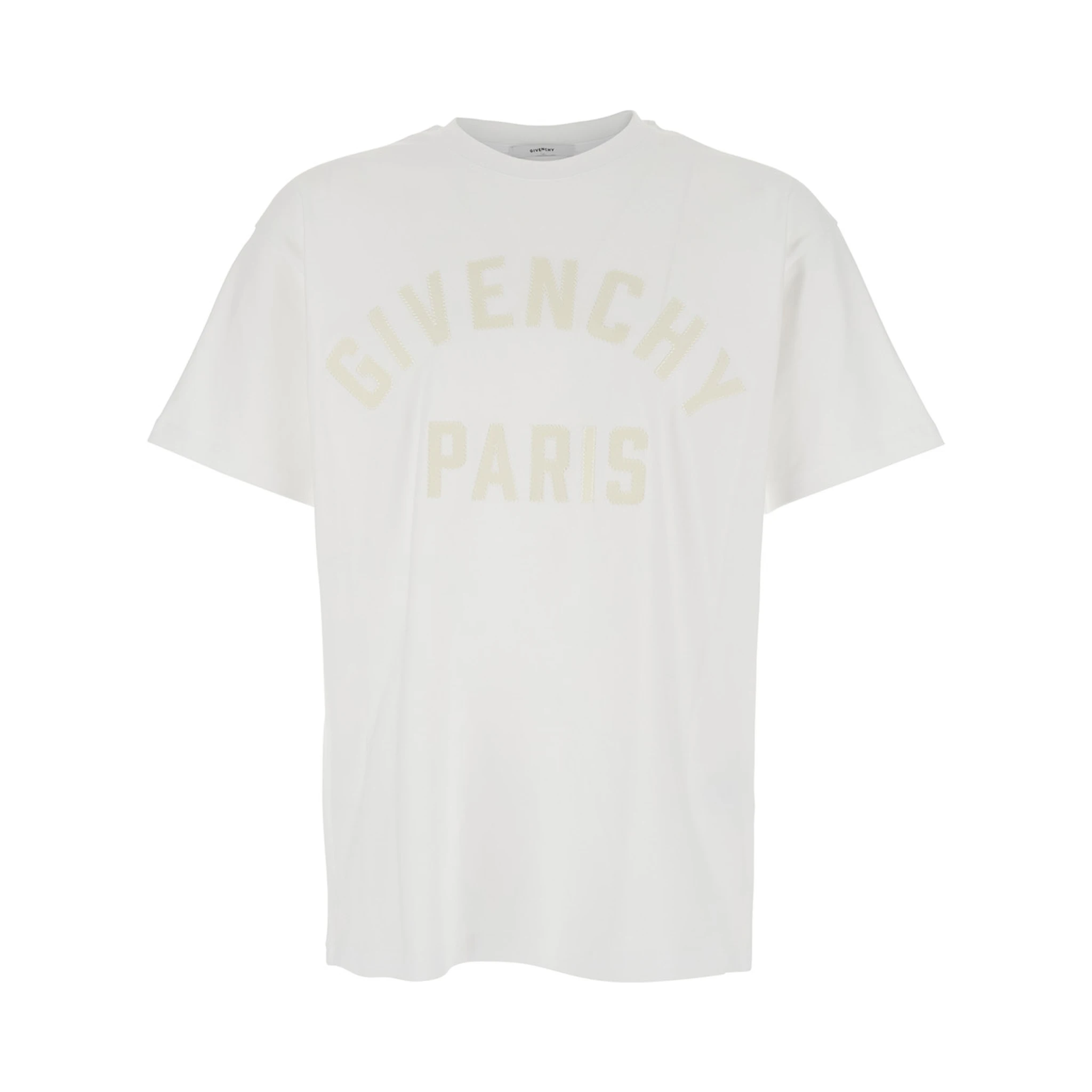 تي شيرت أبيض بشعار ماكسي في الأمام من القطن الرجالي