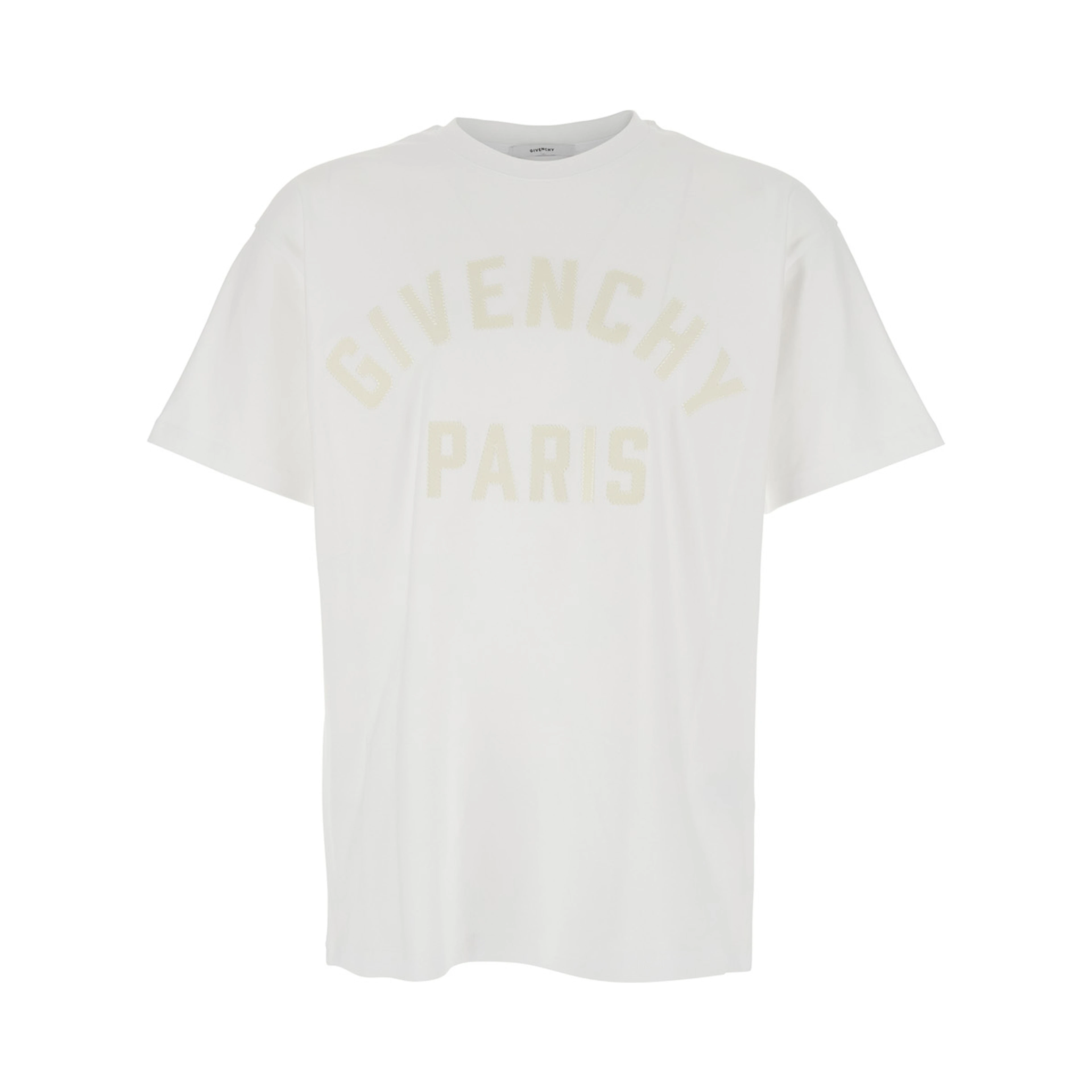 White T-Shirt with Maxi Logo on the Front in Cotton Man