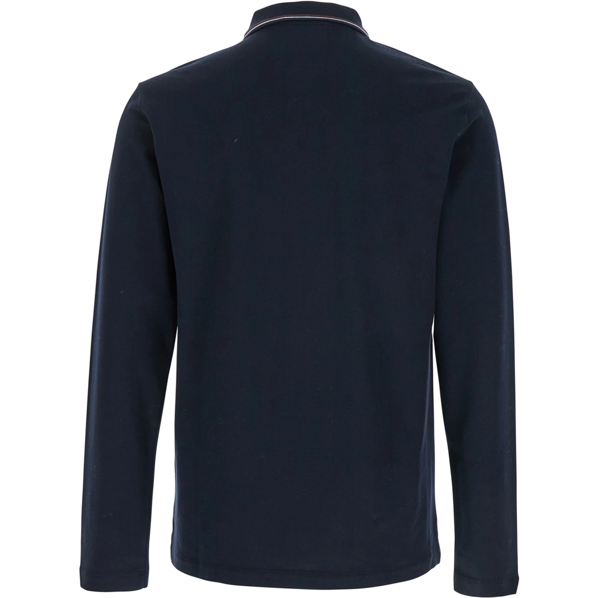 Blue Long Sleeve Polo Shirt with Logo Embroidery in Stretch Cotton Man