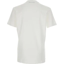 White Crewneck T-Shirt with Signature Logo in Cotton Man