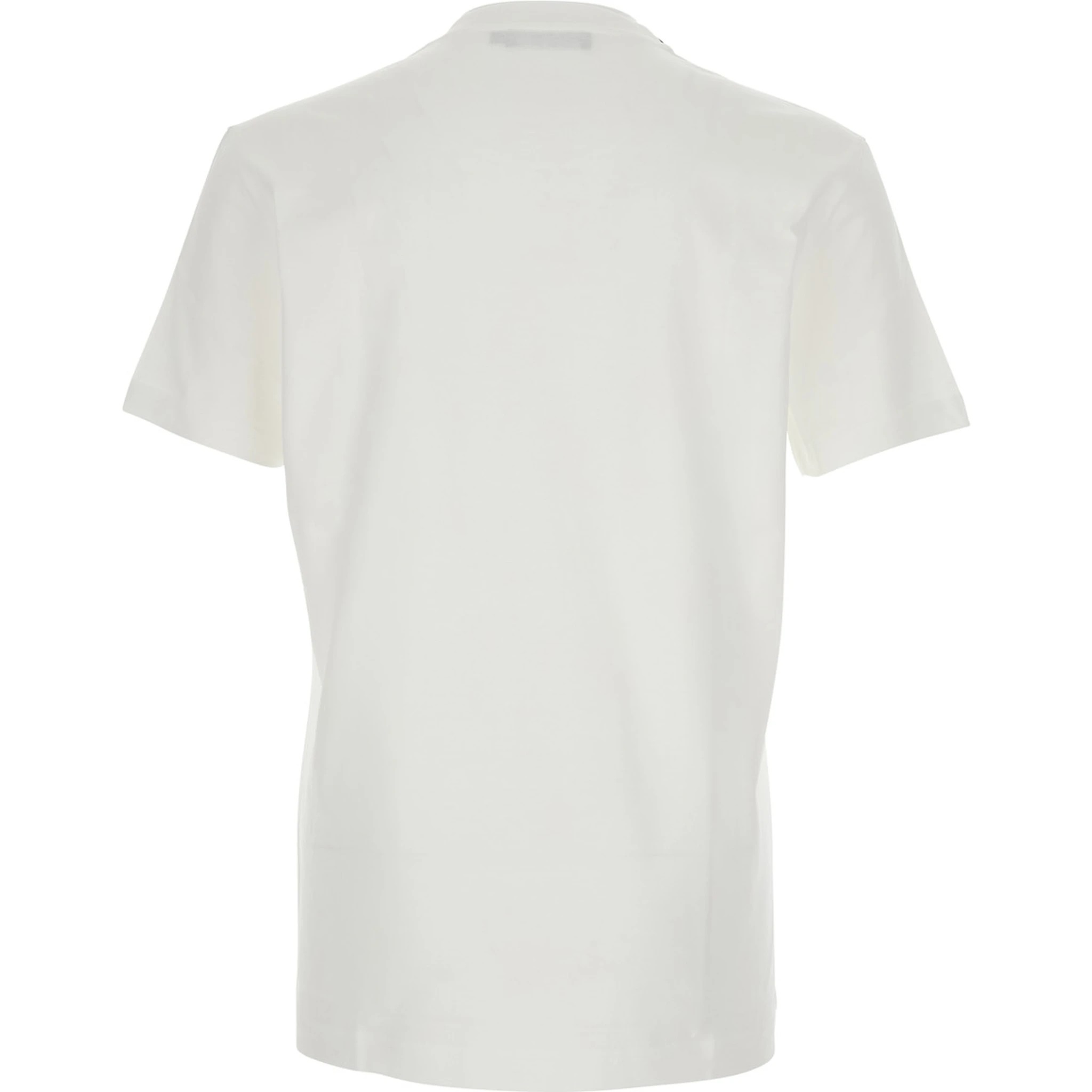 White Crewneck T-Shirt with Signature Logo in Cotton Man