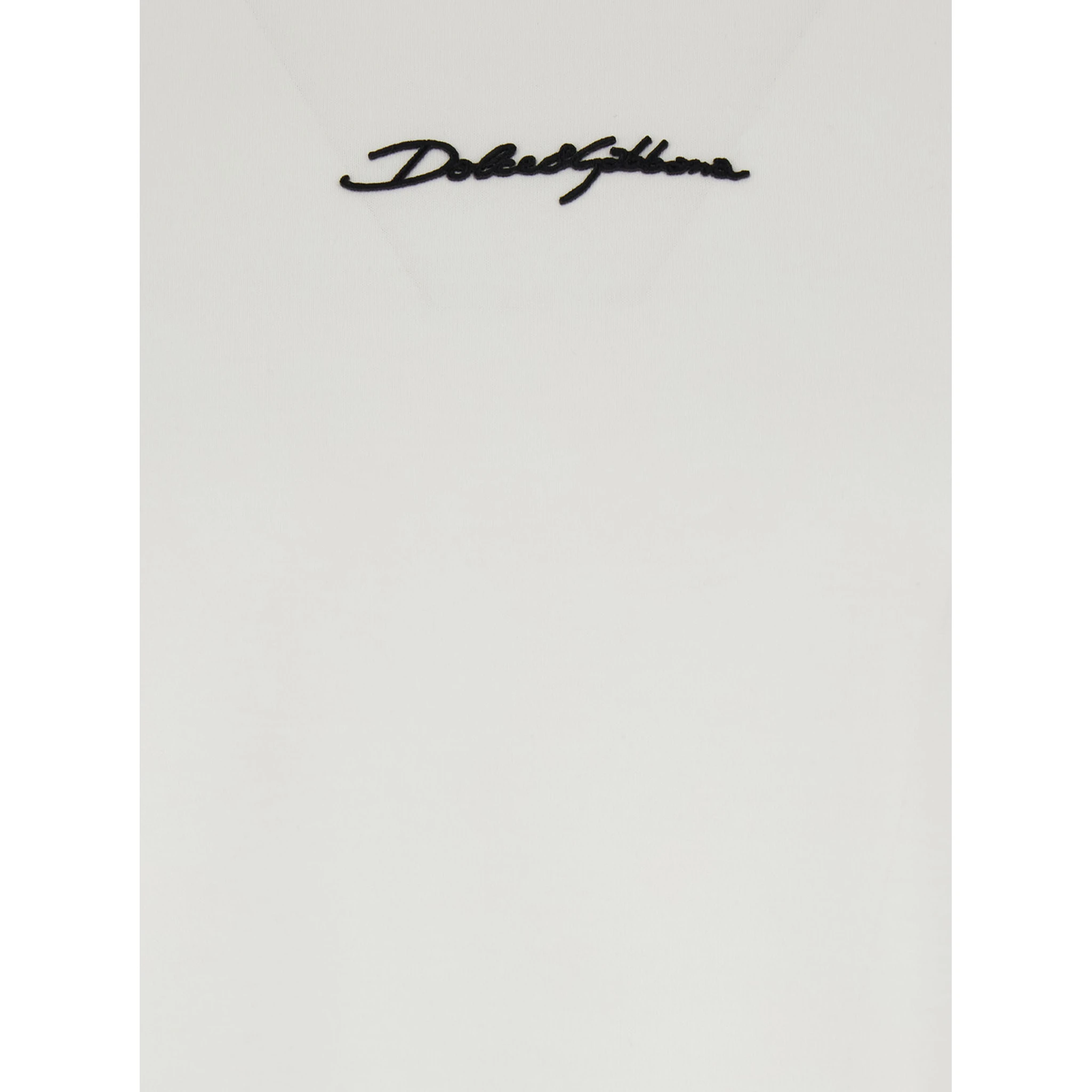 White Crewneck T-Shirt with Signature Logo in Cotton Man