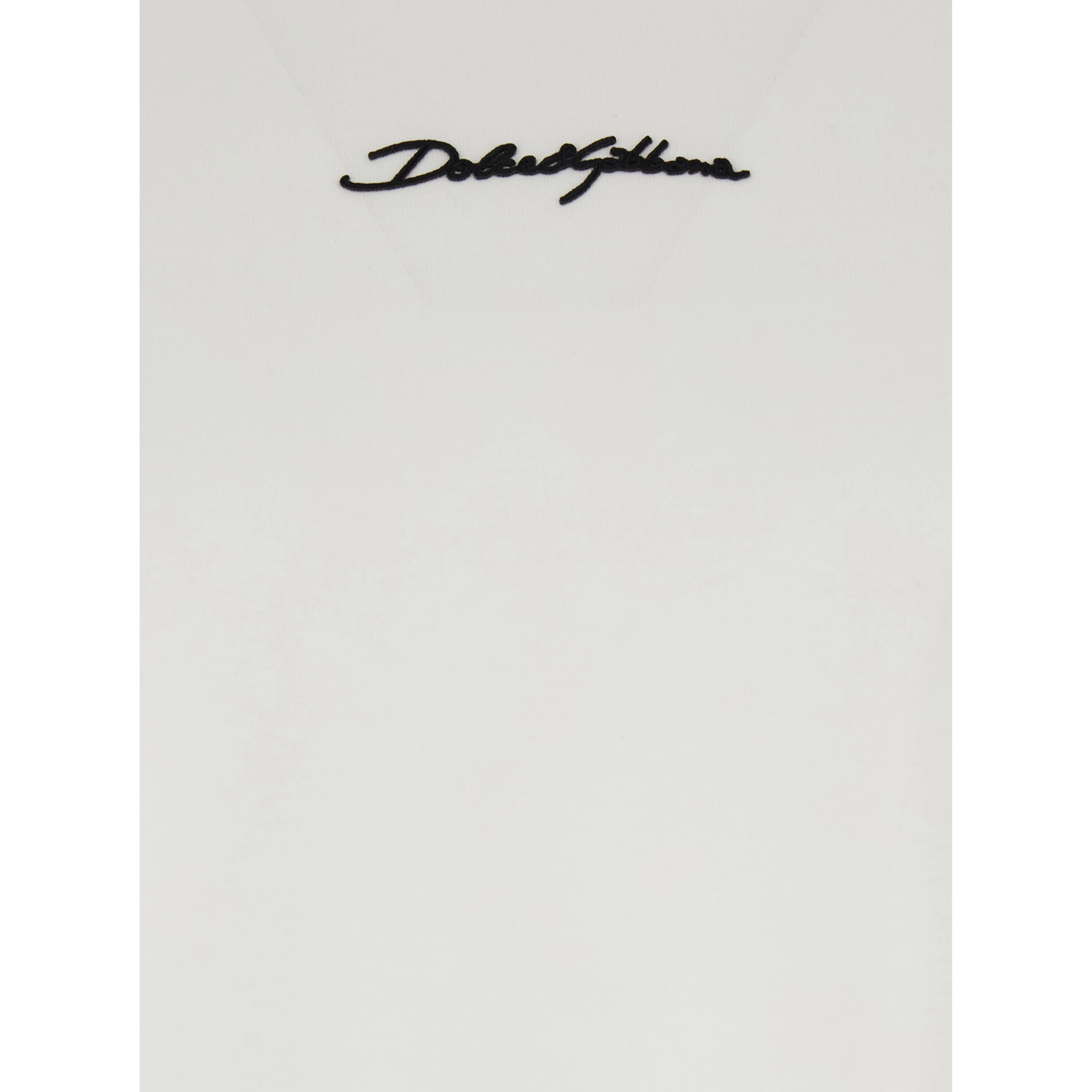 White Crewneck T-Shirt with Signature Logo in Cotton Man