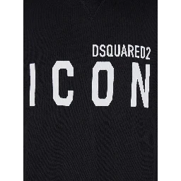 Black Hoodie with Logo Print on the Front in Cotton Man