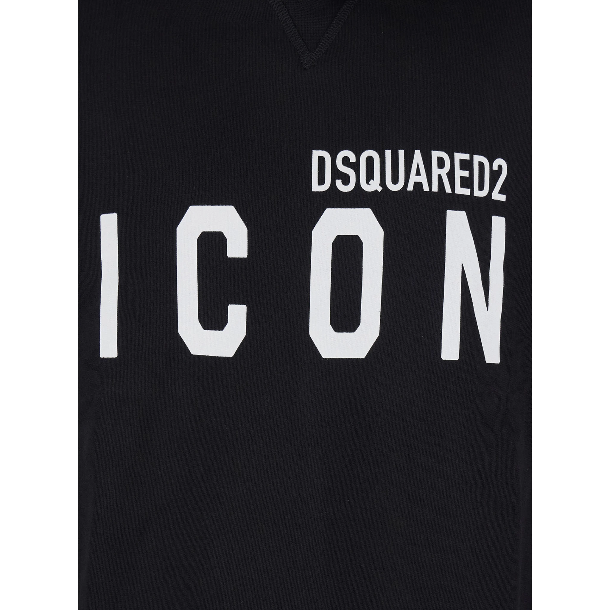 Black Hoodie with Logo Print on the Front in Cotton Man