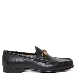Black Loafers with Horsebit Detail in Leather Man