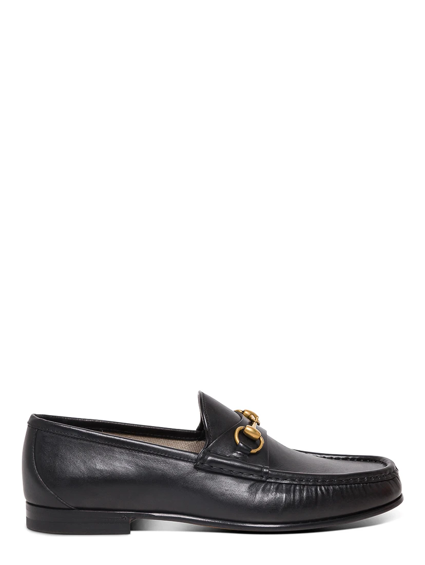 Black Loafers with Horsebit Detail in Leather Man
