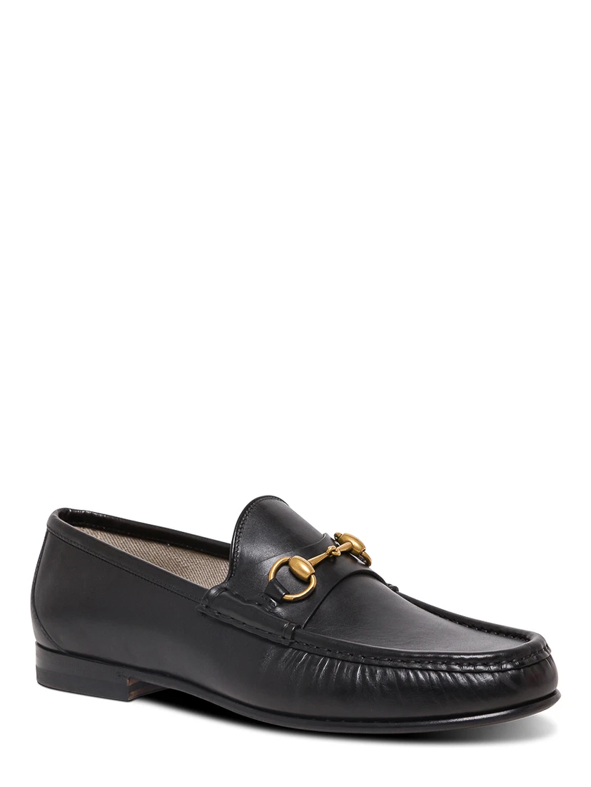 Black Loafers with Horsebit Detail in Leather Man