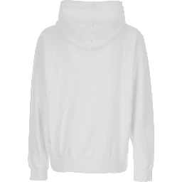 White Hoodie with Logo Print on the Front in Cotton Man