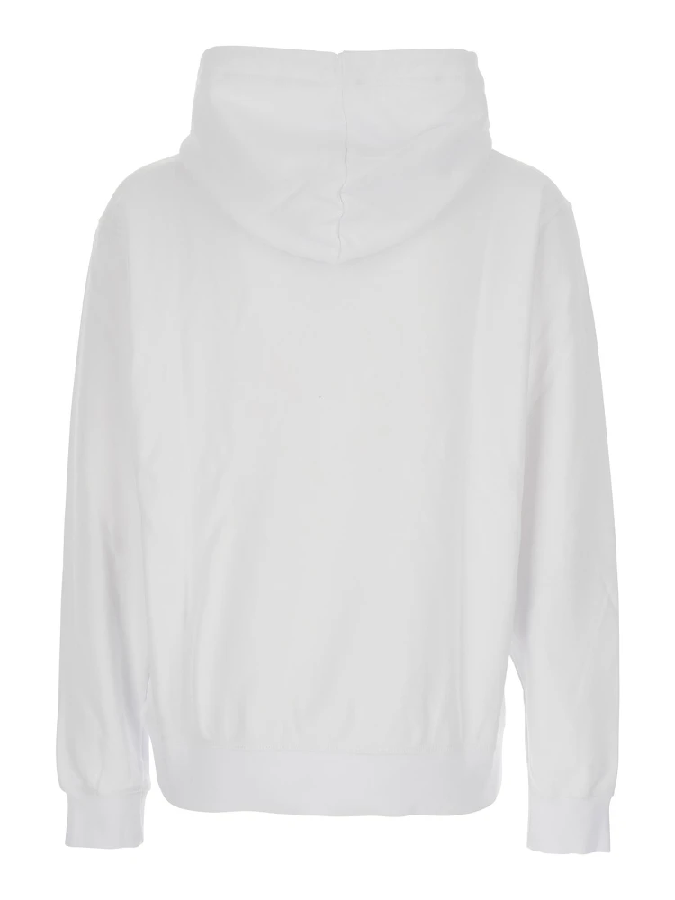 White Hoodie with Logo Print on the Front in Cotton Man alternative