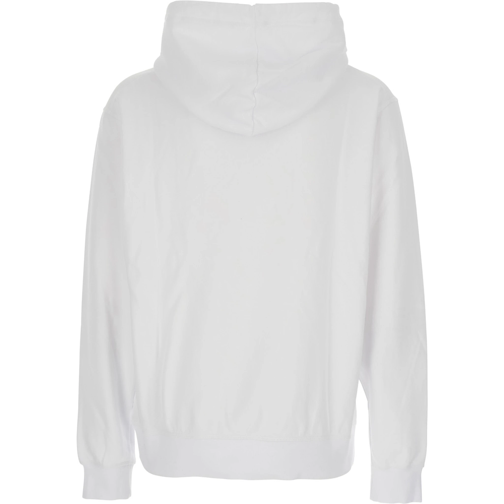 White Hoodie with Logo Print on the Front in Cotton Man
