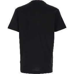 Black Crewneck T-Shirt with Signature Logo in Cotton Man