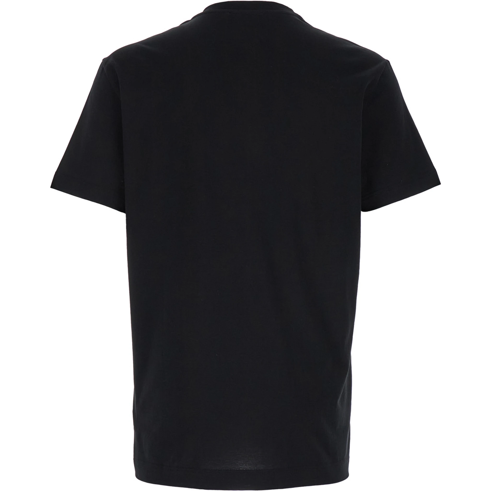 Black Crewneck T-Shirt with Signature Logo in Cotton Man