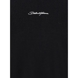 Black Crewneck T-Shirt with Signature Logo in Cotton Man