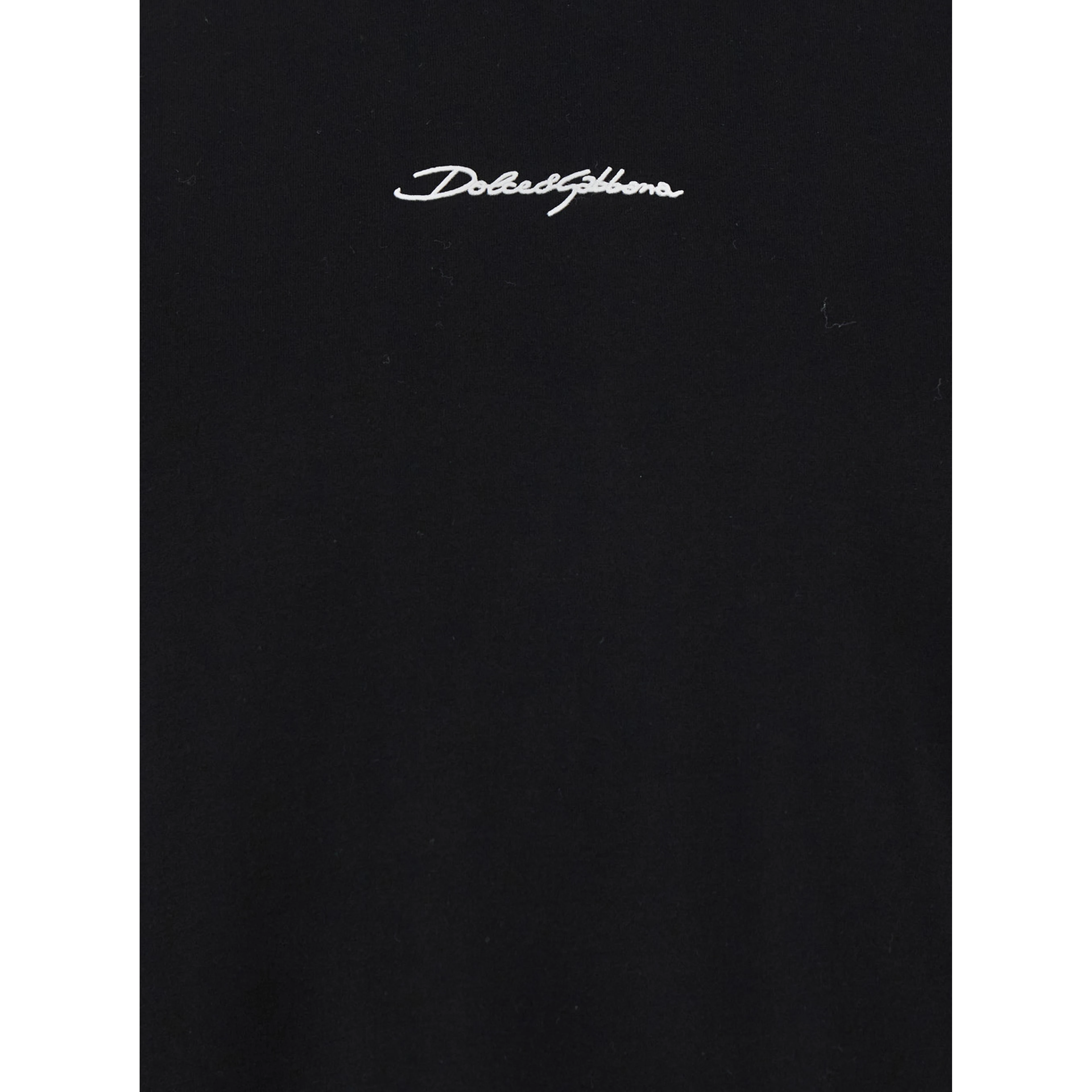 Black Crewneck T-Shirt with Signature Logo in Cotton Man