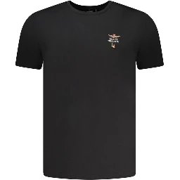 "Black Cotton Men Underwear Crew Neck Tee"