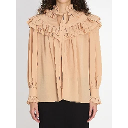 Oversized shirt with ruffles