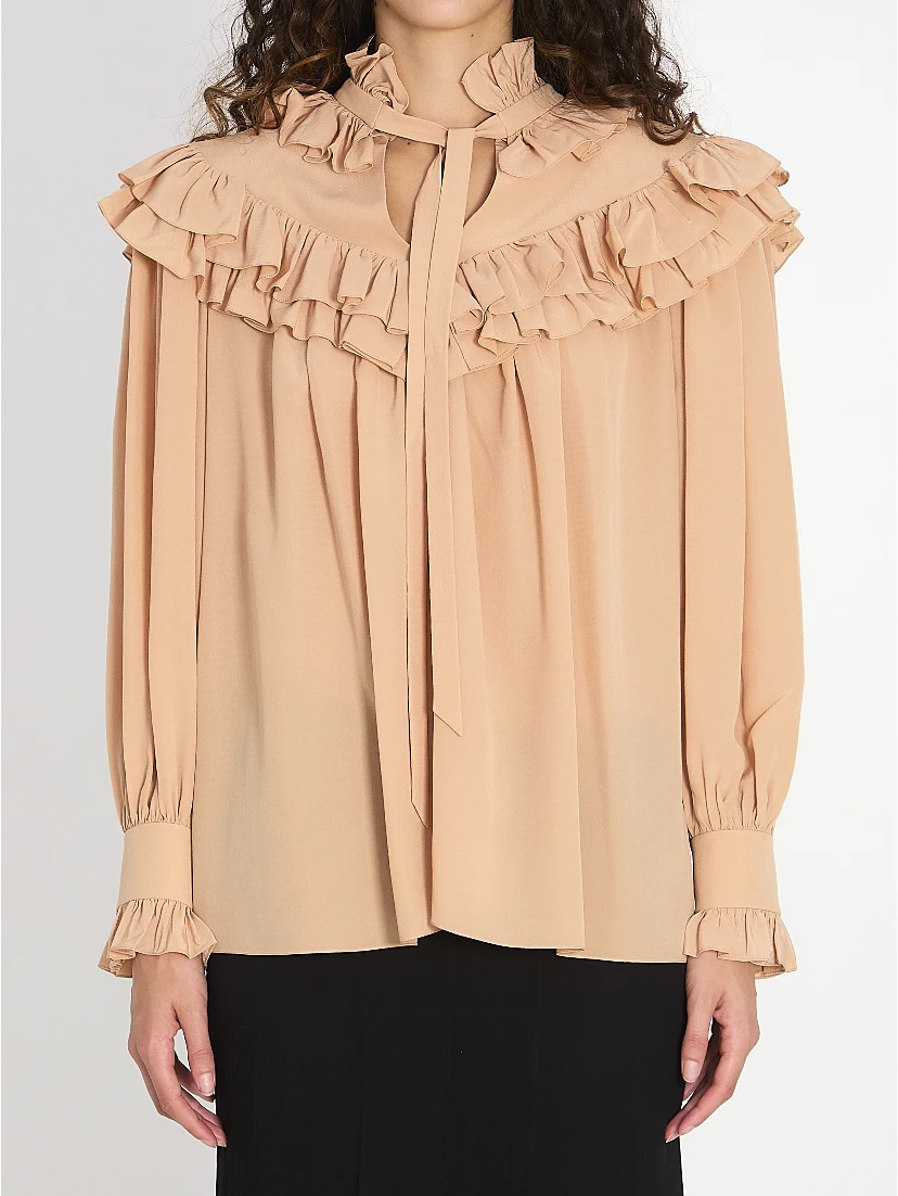 Oversized shirt with ruffles