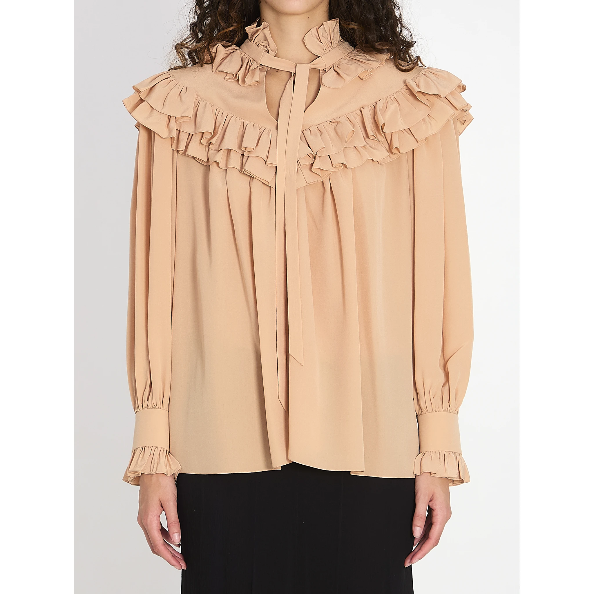 Oversized shirt with ruffles