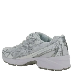White Polyurethane Athletic Sneakers