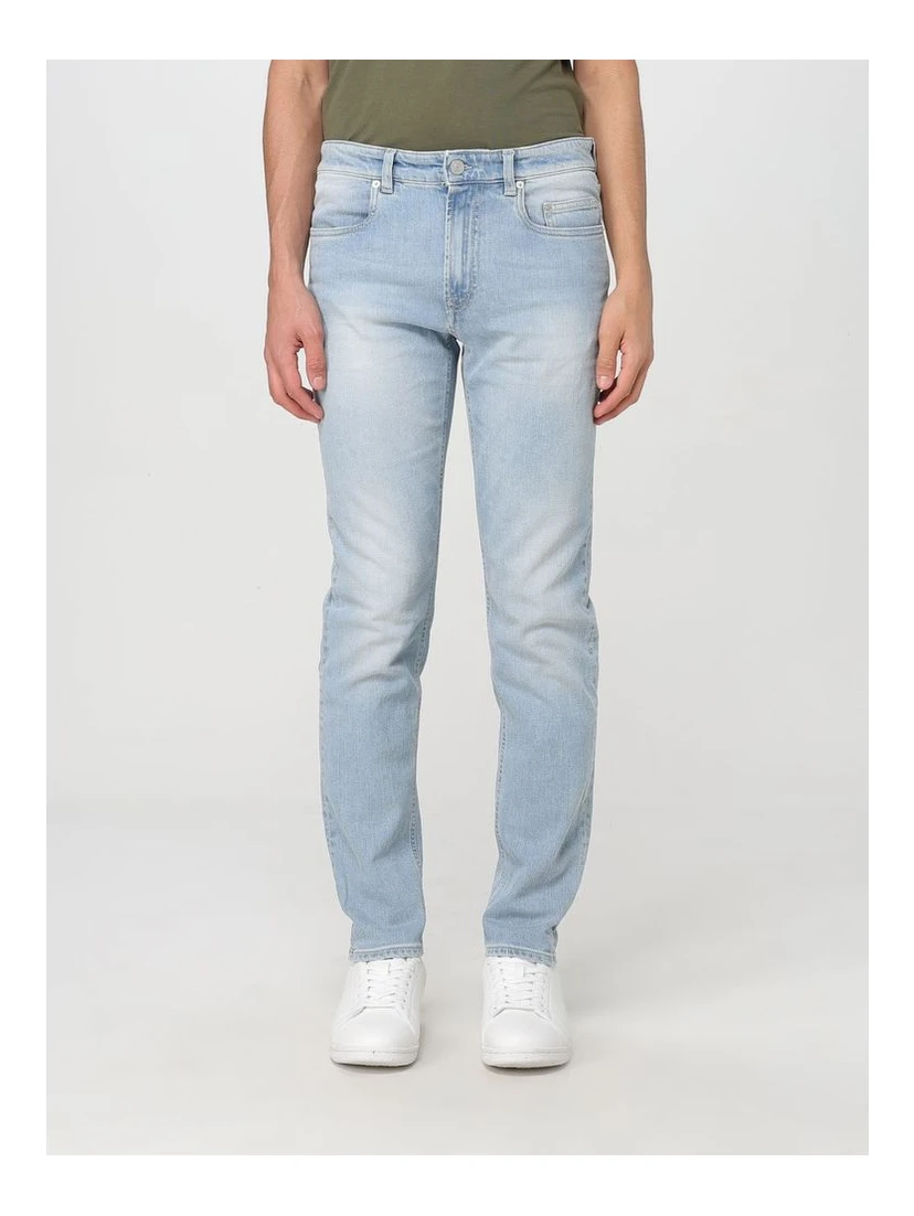 Blue Denim Straight-Leg Jeans