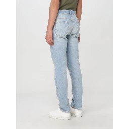 Blue Denim Straight-Leg Jeans