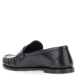 Laurent Black Loafers with Cassandre Plaque in Leather Woman