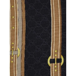 Multicolor Scarf with Bracket, Clamp and GG All-Over in Silk Woman