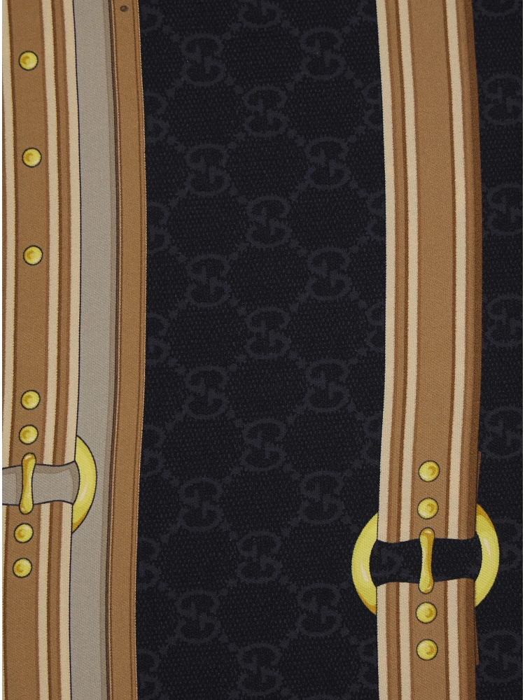 Multicolor Scarf with Bracket, Clamp and GG All-Over in Silk Woman alternative