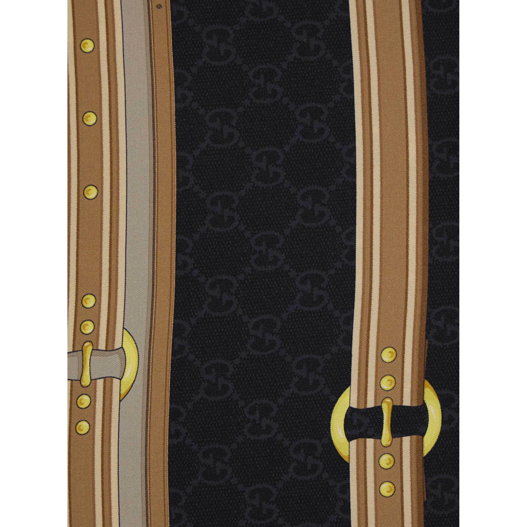 Multicolor Scarf with Bracket, Clamp and GG All-Over in Silk Woman