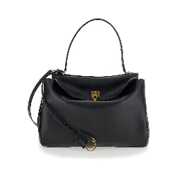 Medium Rodeo Black Handbag with Detachable Key Holder in Smooth Leather Woman