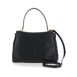 Medium Rodeo Black Handbag with Detachable Key Holder in Smooth Leather Woman
