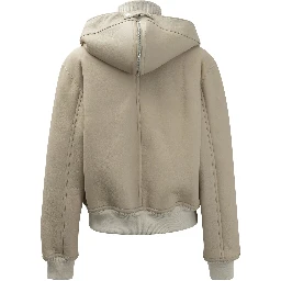 Leather reversible jacket with knitted turtleneck